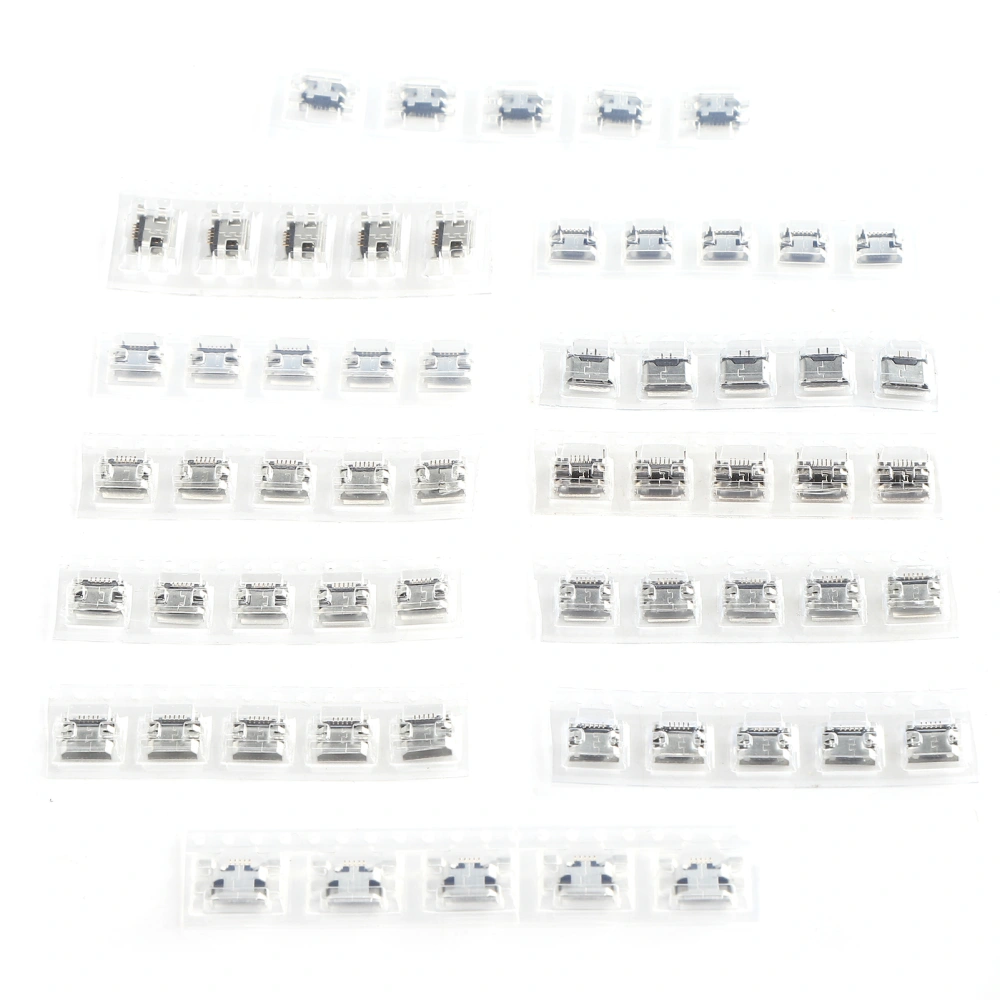 60Pcs SMD Connector Mini USB Stainless Steel Port 12 Kinds Industrial Control Components