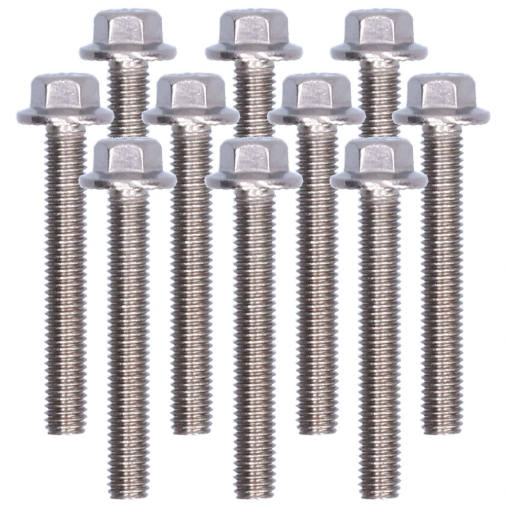 10Pcs Flanged Hex Head Bolts Stainless Steel 304 Screws Accessory M5 10/12/16/20/25/30/35/40mmM5x35