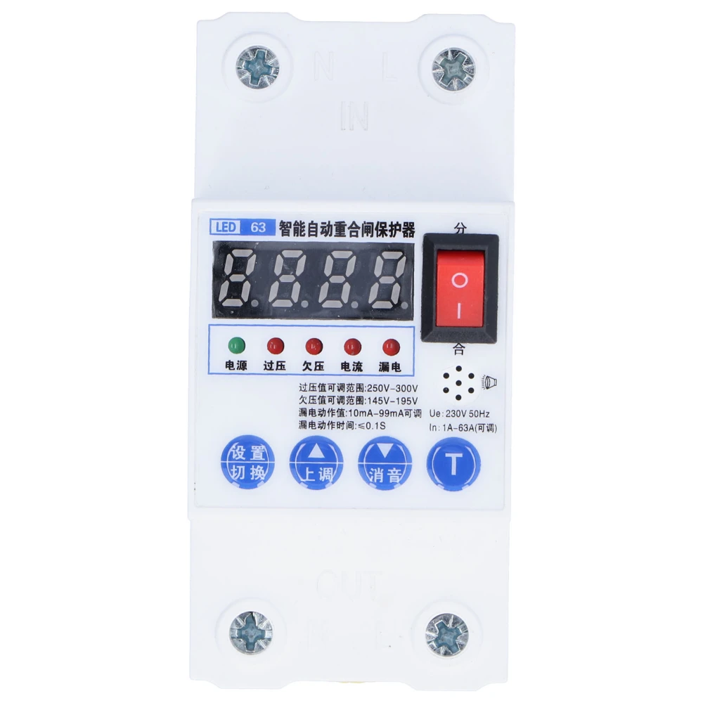 Leakage Circuit Breaker Intelligent Automatic Reclosing Protector Switch 45mm Width AC230V 50HZ