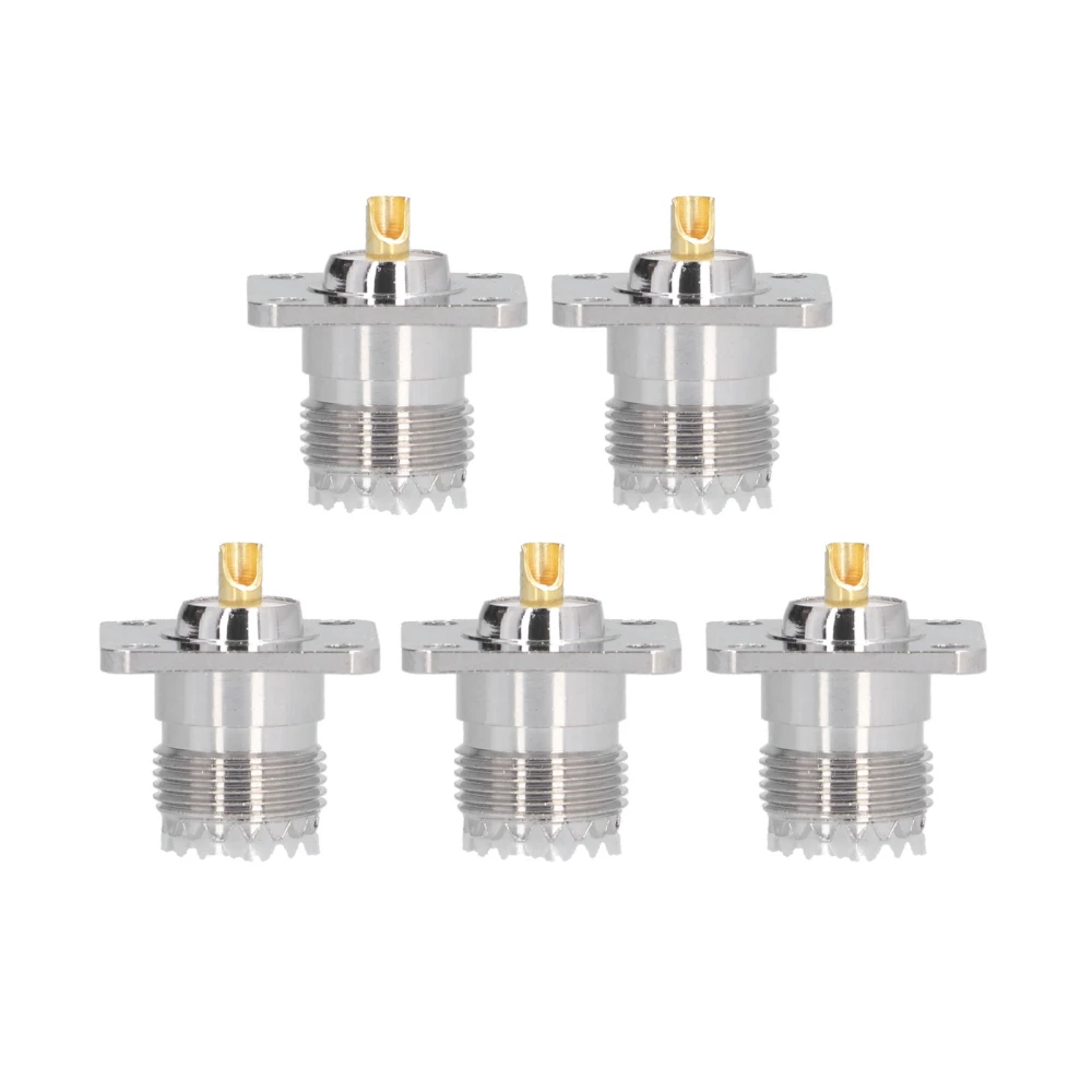 5Pcs Flange Solder Cup 4‑Hole Brass Panel Mount Adapter RF Coaxial Connector SL16‑KFD‑3