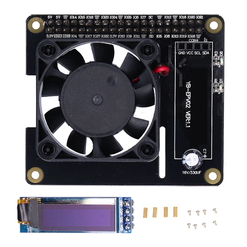 Power Expansion Board with Cooling Fan RGB OLED Display for Raspberry Pi 4B 3B+/3B