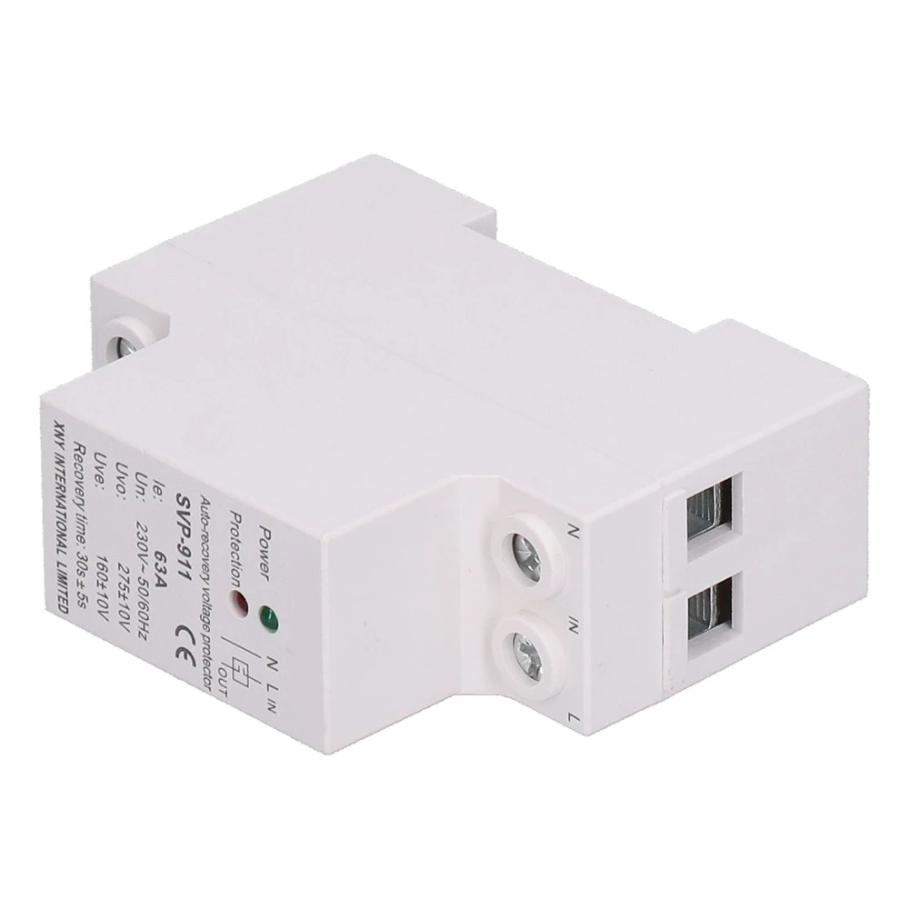 SVP911 Voltage Protection Relay Full Automatic SinglePhase Overvoltage Undervoltage Protector 63A