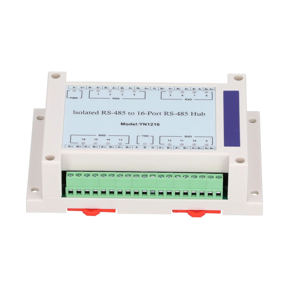 RS485 Hub Optical Isolation 16‑Port Converter Adapter with Surge Protection DC 9‑24V YN1216