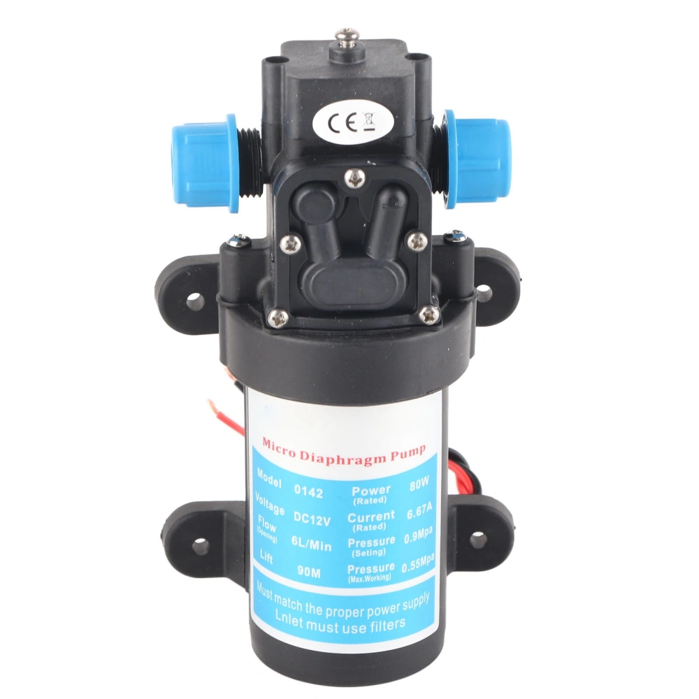 Micro Diaphragm Pump Electric High Pressure DC SelfSuction Boost Car Washing Cleaning 6L/min(12V( 0142HB‑12‑80F) )