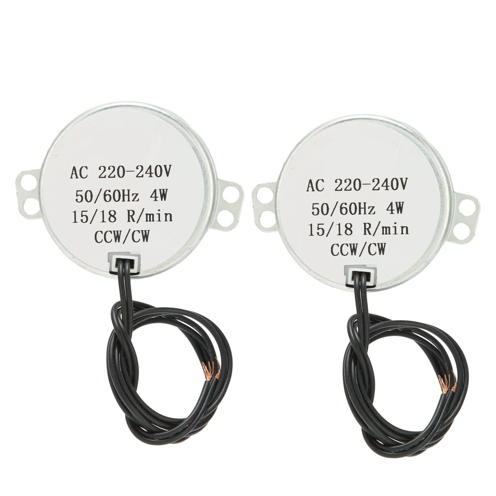 2Pcs AC Motor CCW/CW Direction Synchronous Electric Transmission Parts 220‑240V 15‑18RPM 4W