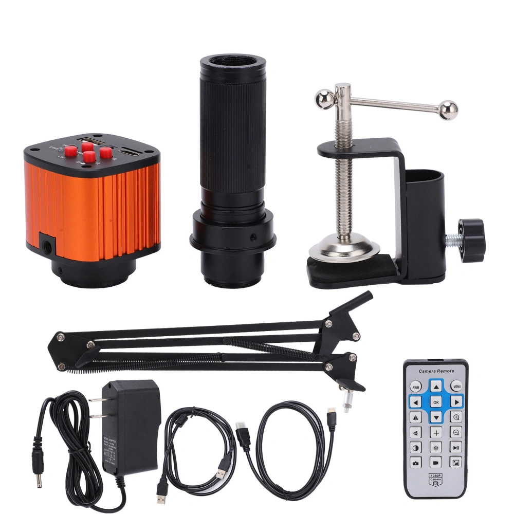 24MP 1080P 2K USB Video Microscope Camera with IRIS Zoom Lens for Laboratory Welding Repairing AC100-240VUS Plug