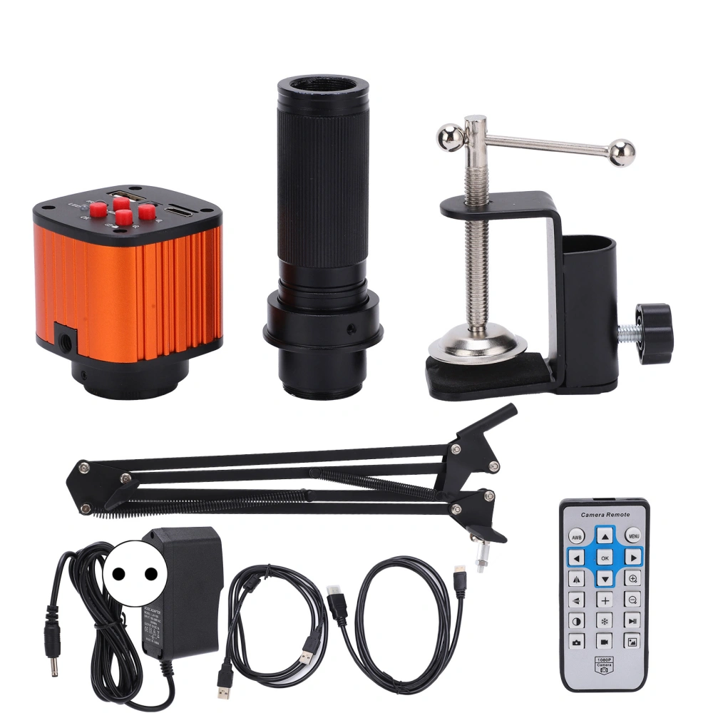 24MP 1080P 2K USB Video Microscope Camera with IRIS Zoom Lens for Laboratory Welding Repairing AC100-240VEU Plug