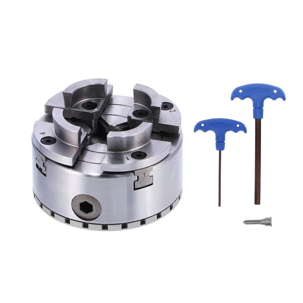 Self‑Centering Lathe Chuck M40 4in 4‑Jaw Metal for Woodworking Supporting Clamping