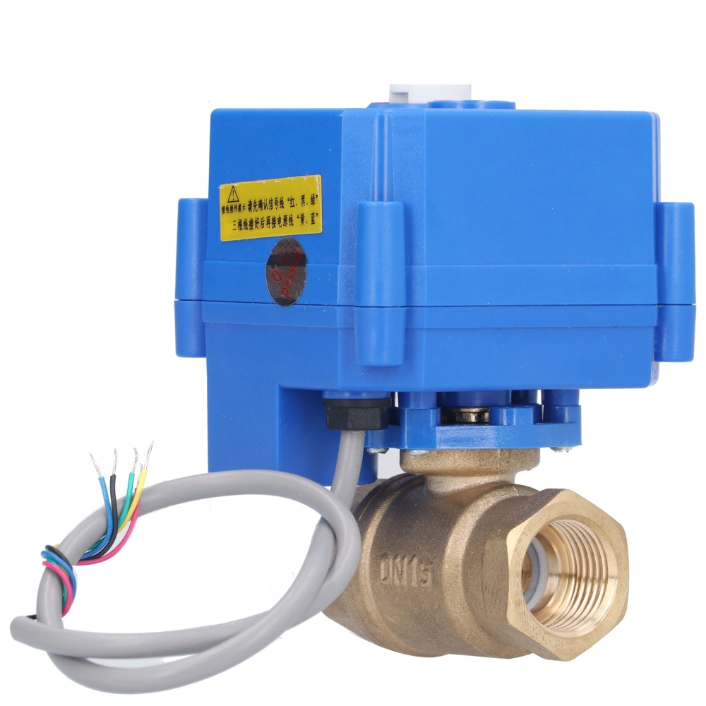 Motorized Ball Valve DN15 Brass Straight Through Hydraulic Fitting with Indication DC3‑6V