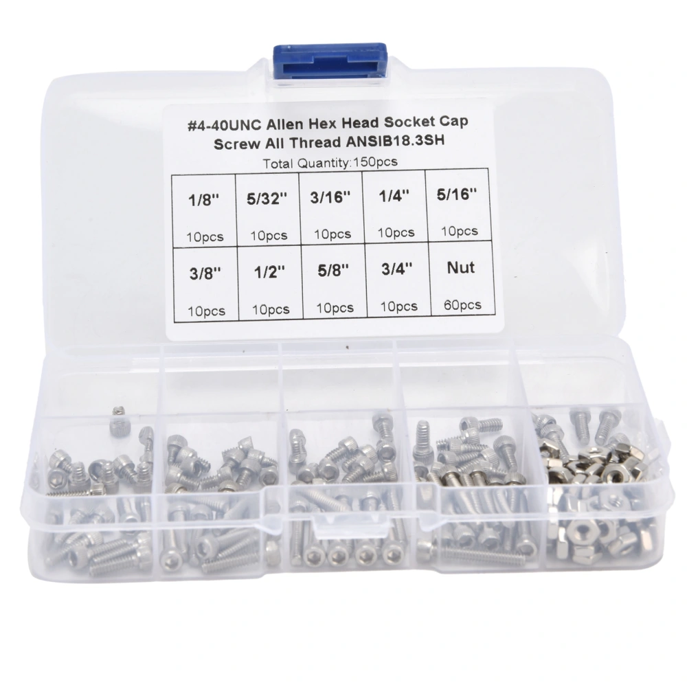 150Pcs Hex Socket Screw Nut Set Stainless Steel CorrosionResistant Industrial Accessories