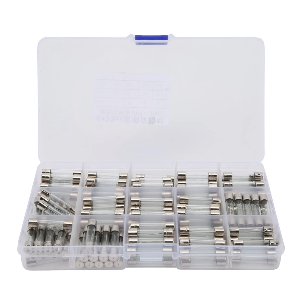 150Pcs Glass Fuse Protection Circuit Easily Use Tidy Specification Fast Fuse with Plastic Box