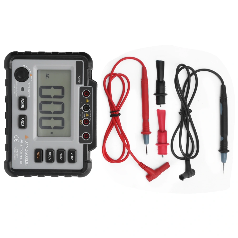 VC60B+ Electronic Megohmmeter 250/500/1000V LCD Backlight Insulation Resistance Tester