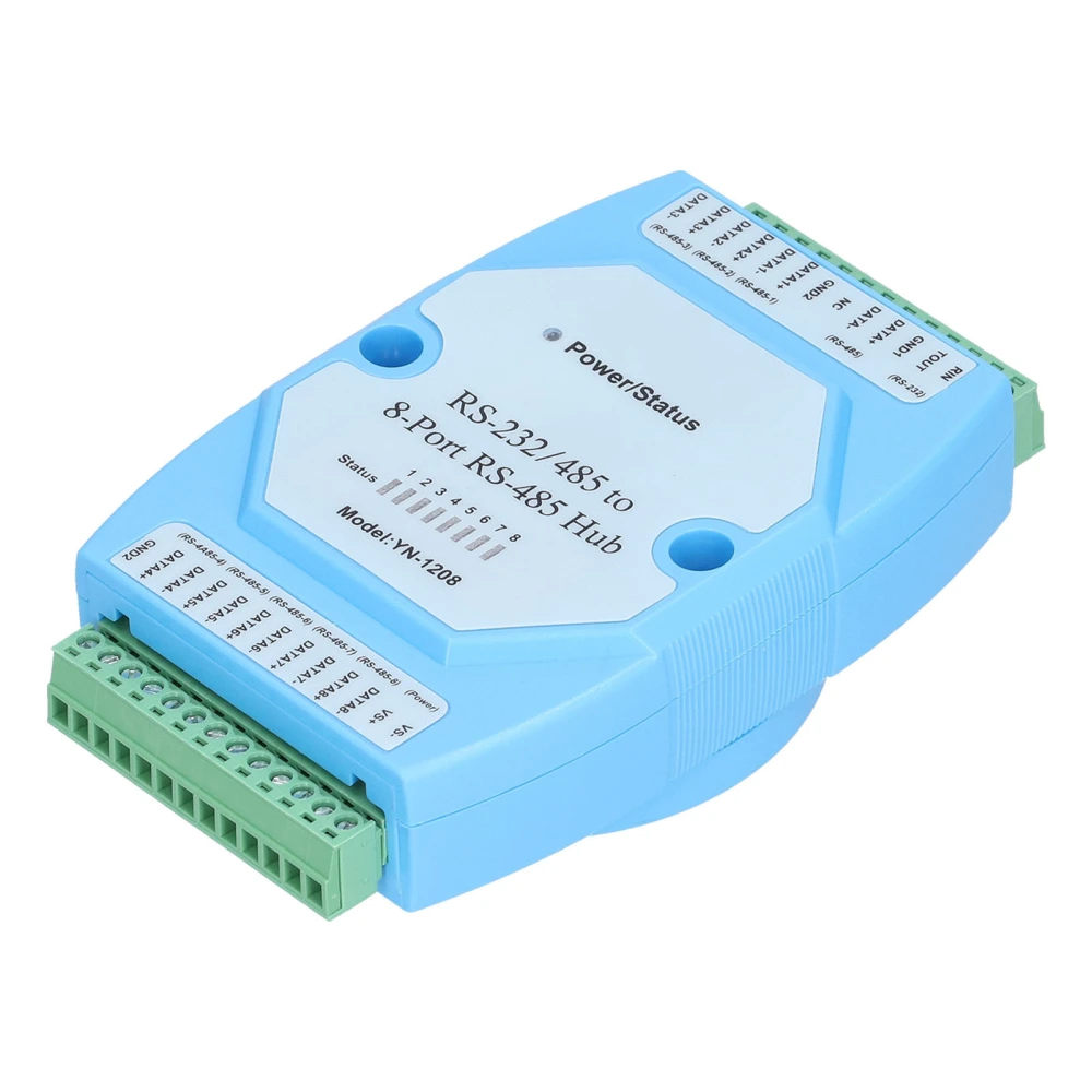 RS485 Hub 8 Ports OptoIsolated AntiInterference HighSpeed Transmission Repeater Distributor DC924V