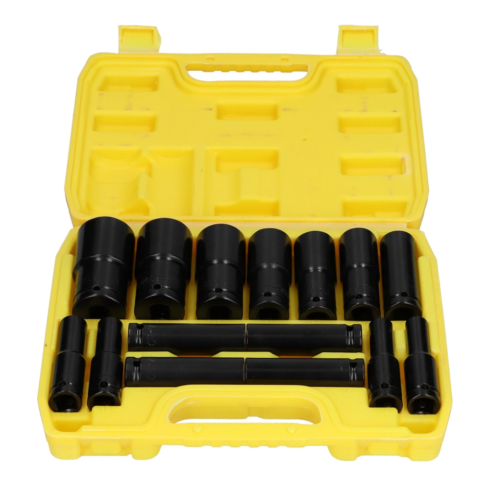 15Pcs Hex Socket Extended for Electric Wrench CRV Steel Repair Tool Hardware 1/2in