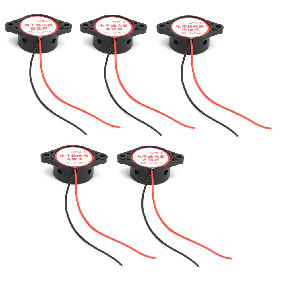 5Pcs Alarm Buzzer Continuous Beep Piezo Active HighDecibel Signal Sounder 95dB DC324V(Black )