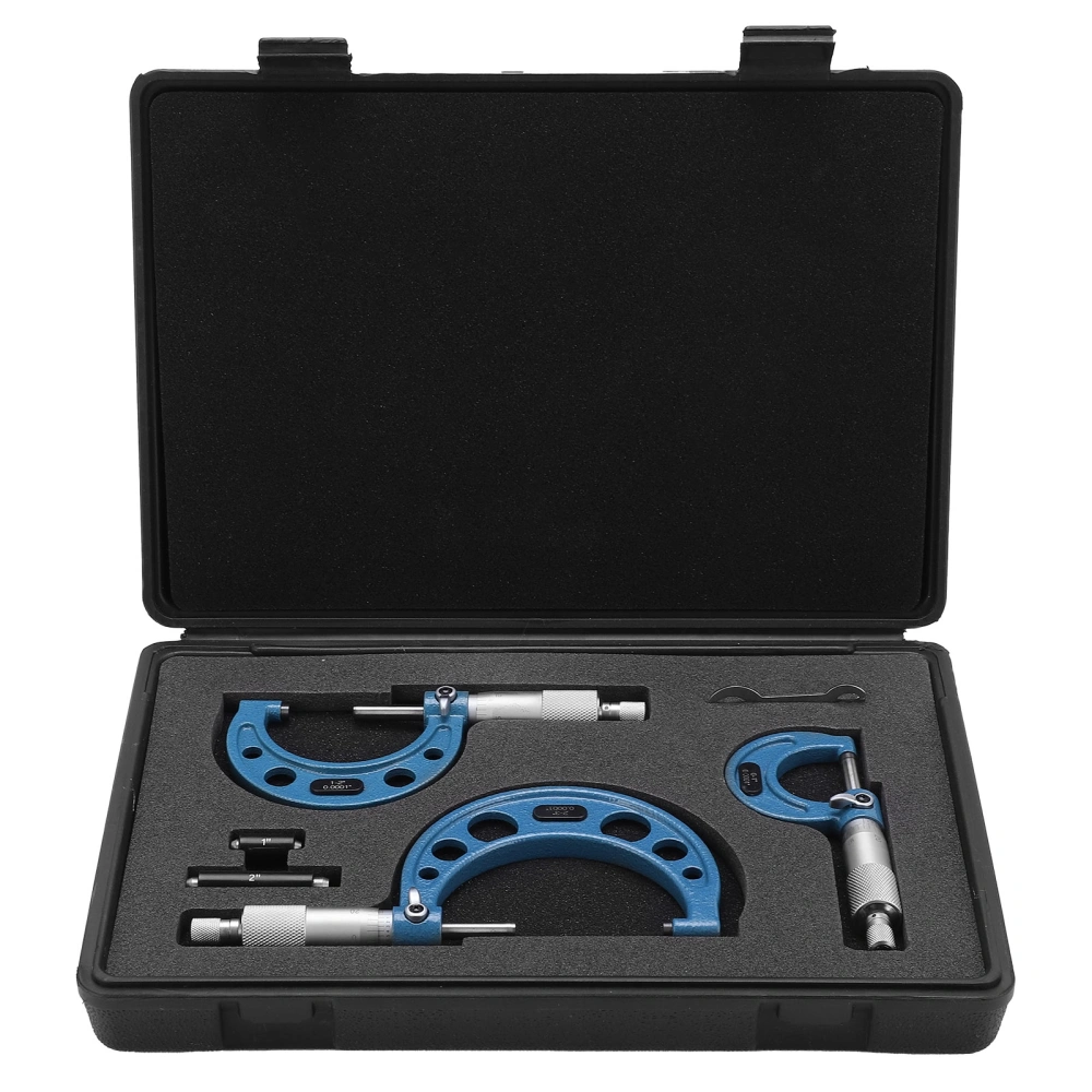 Outside Micrometer Caliper Kit Bearing Steel Measuring Tool 0‑3in 0.0001in Accuracy