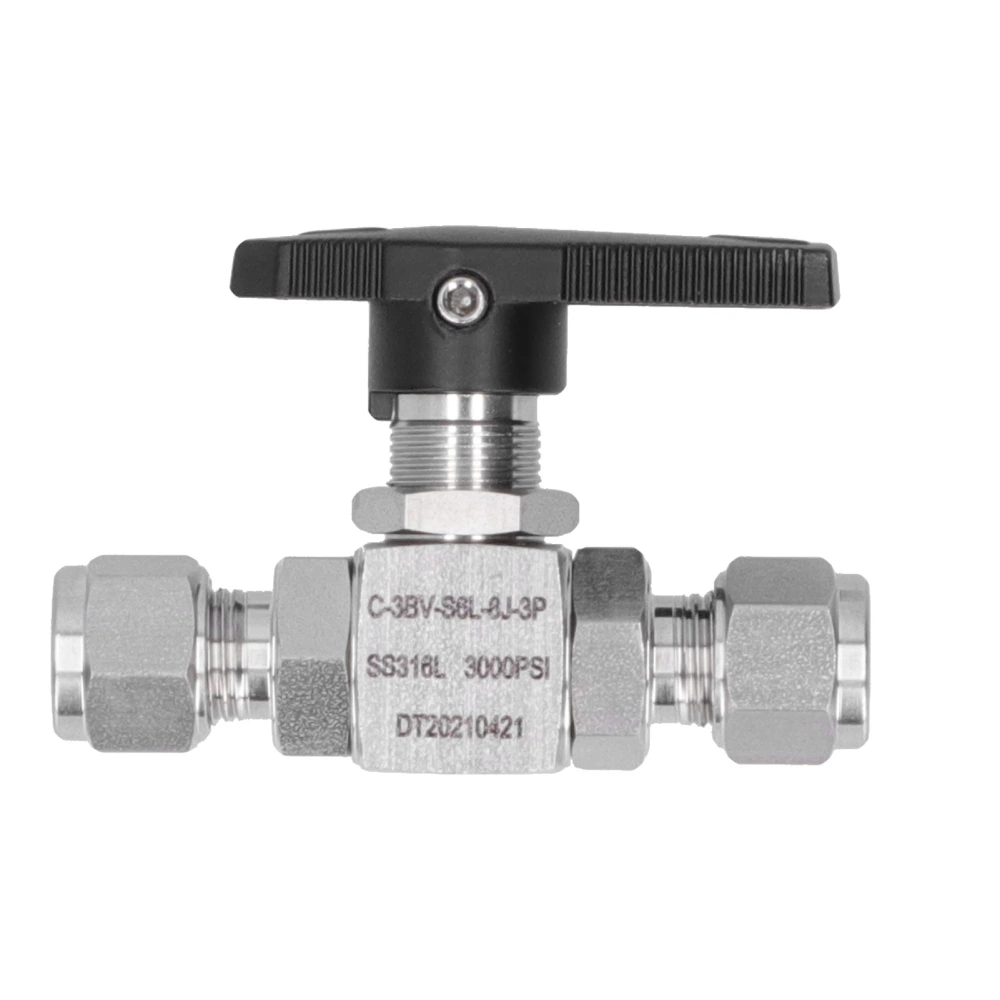 Ball Valve Stainless Steel 3Piece Type StraightThrough Ferrule Equipment SS316L Dia8mm