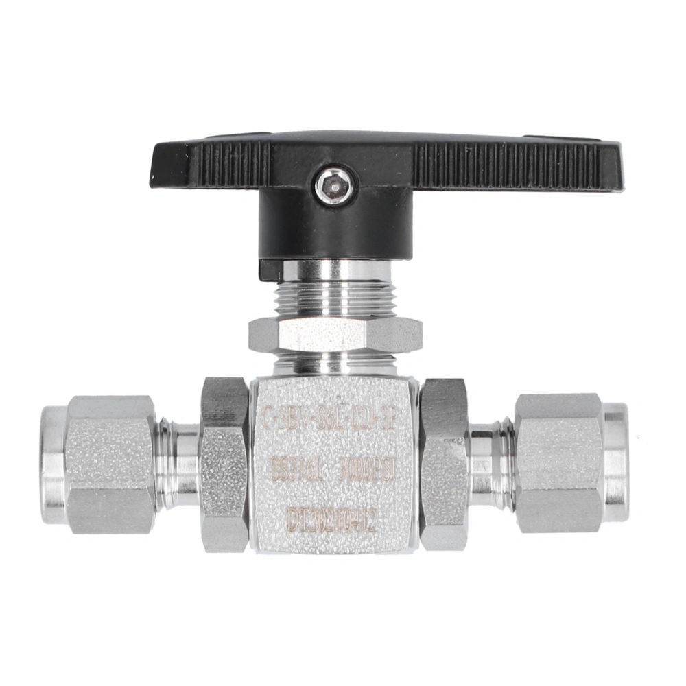 Ball Valve Stainless Steel 3‑Piece Straight Stop 1/4in 3000PSI SS316L Accessory Replacement