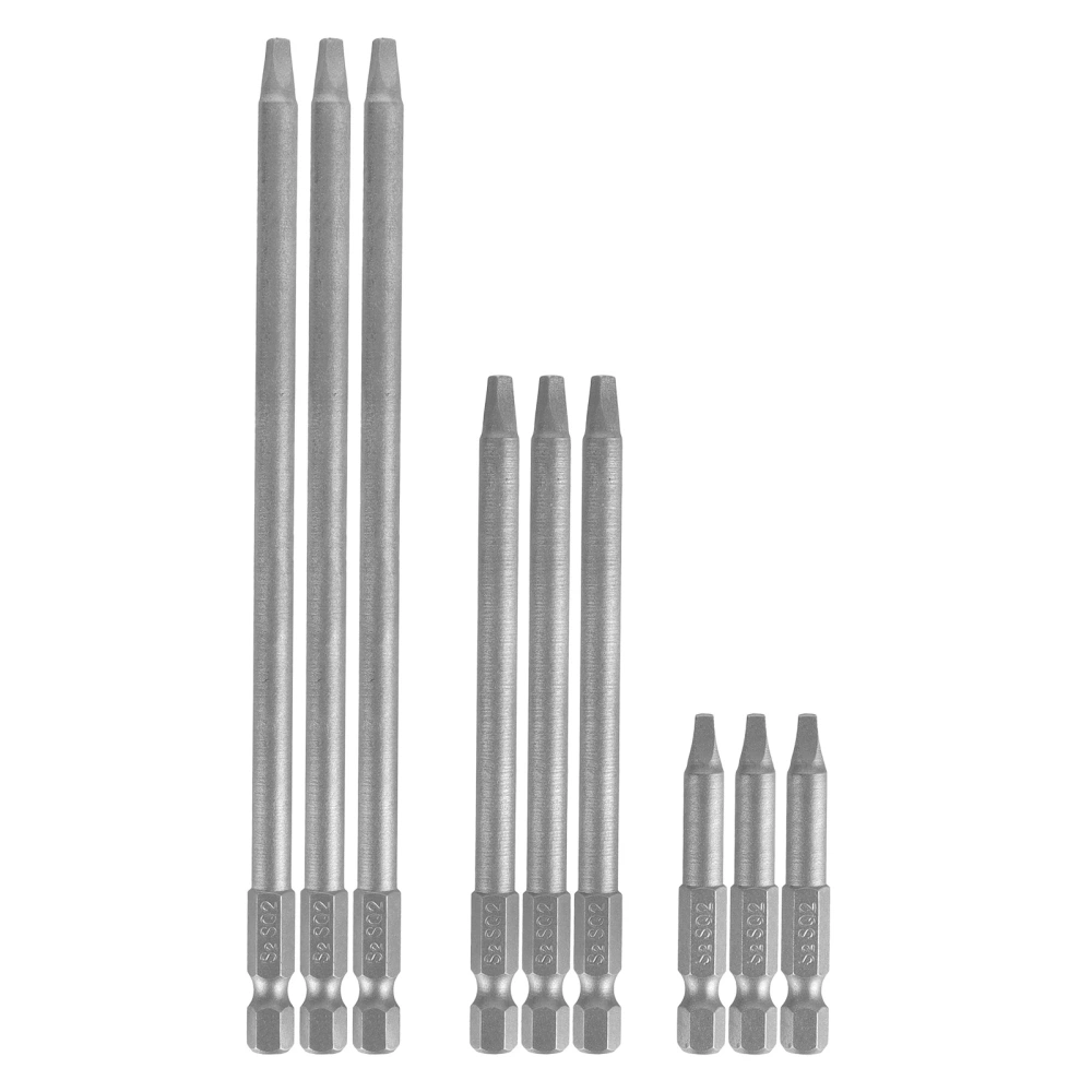 9Pcs Square Hole Drill Bit 50/100/150mm Alloy Steel Durable Magnetische Elektrische Bits for Rechargeable Drill