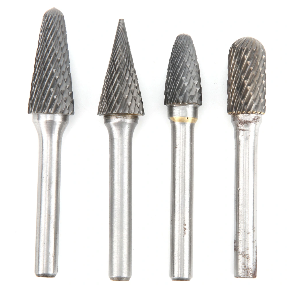 4Pcs Rotary File 6mm Cemented Carbide Deburring WearResistant Tungsten Steel Grinding Head for Polished