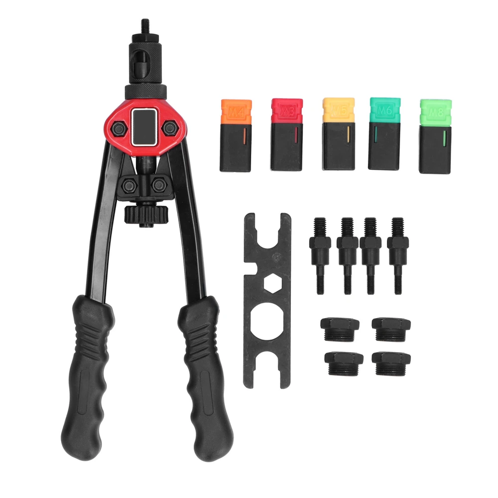 Rivet Nut Gun Stainless Steel Hand Riveting Tool with Tip M3 M4 M5 M6 M8 Nut Kit BT‑606