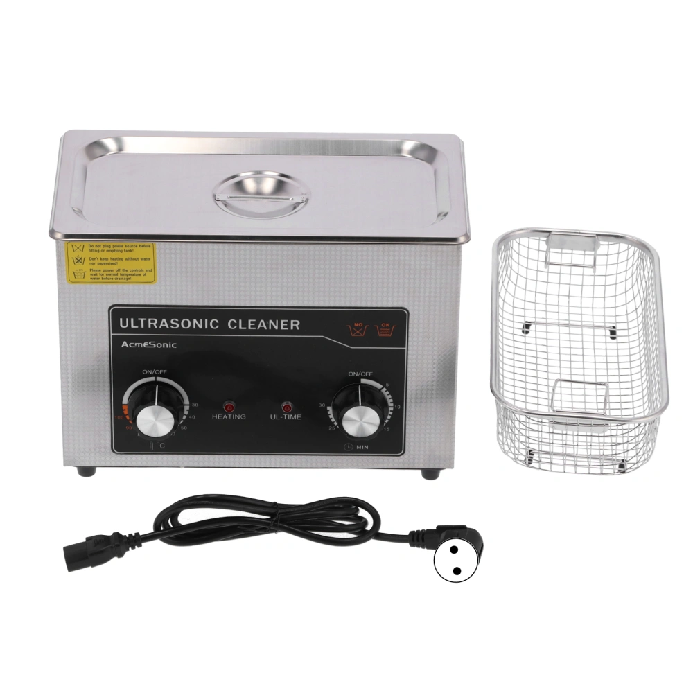 Ultrasonic Cleaner Knob Adjust Jewelry Industrial Parts Stainless Steel Cleaning Machine 4.5LEU Plug 220V