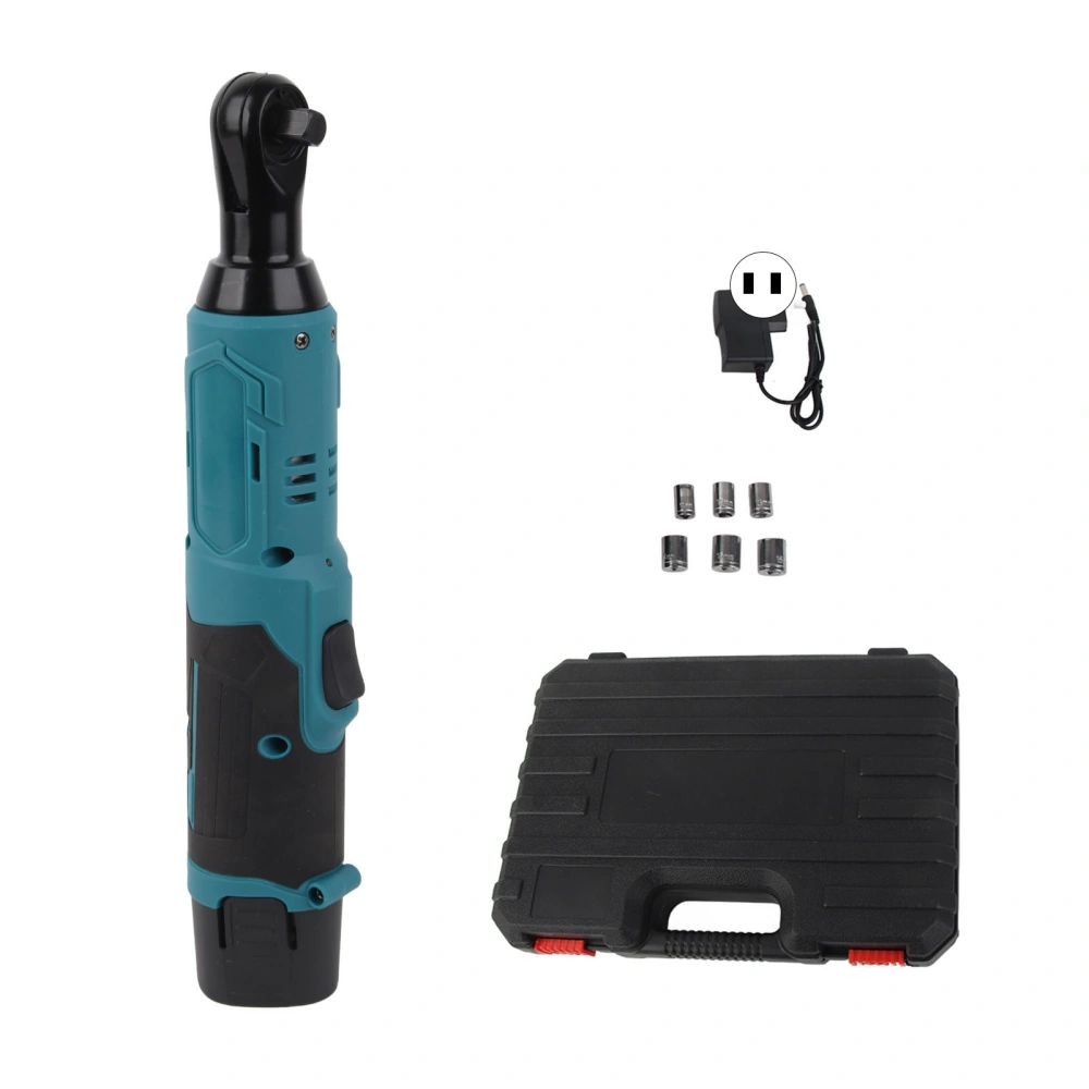 Electric Ratchet Wrench Set Rechargeable Tool Kit Variable Speed 90 Degree Angle AC 100‑240VUS Plug