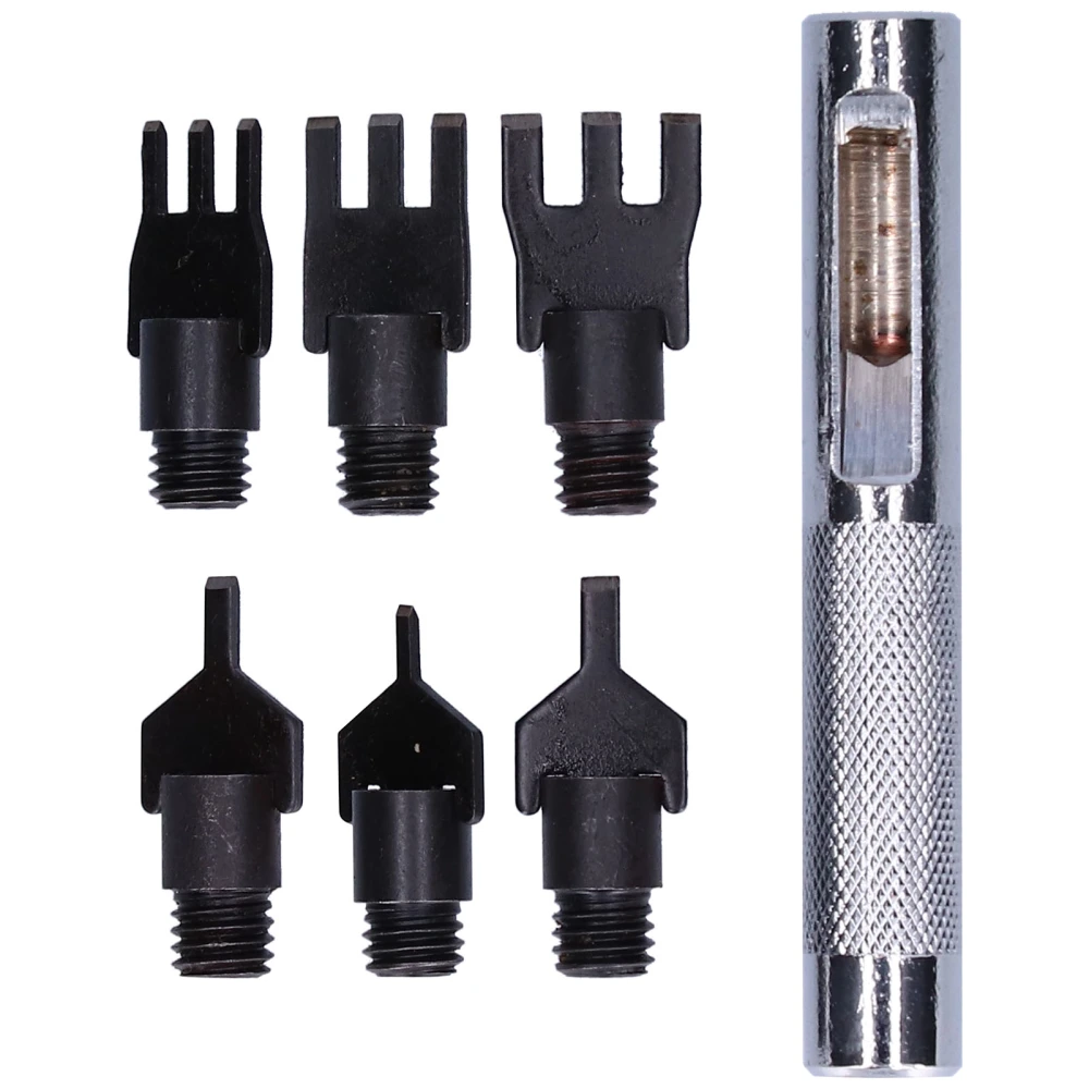 Leather Prong Set Metal Interchangeable Flat Chisel Bit Hole Punch Stitching Tool with Handle