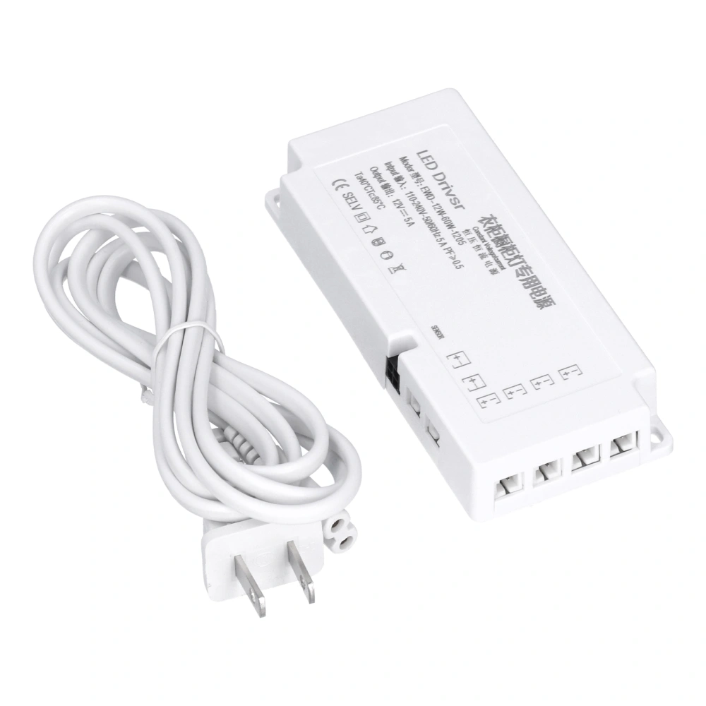 LED Cabinet Light Power Supply Integrated 6‑Bit Jump Wire 12V EWD‑12W‑60W‑1205 100‑240V