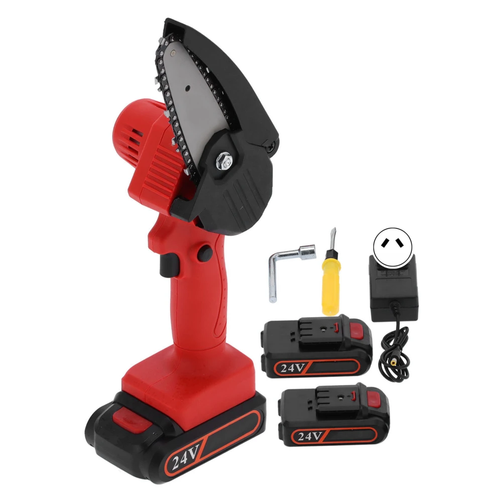 Mini Electric Chainsaw Charging Saw Woodworking Garden Trimming Tools FYD‑003 Red AC110‑240VAU Plug