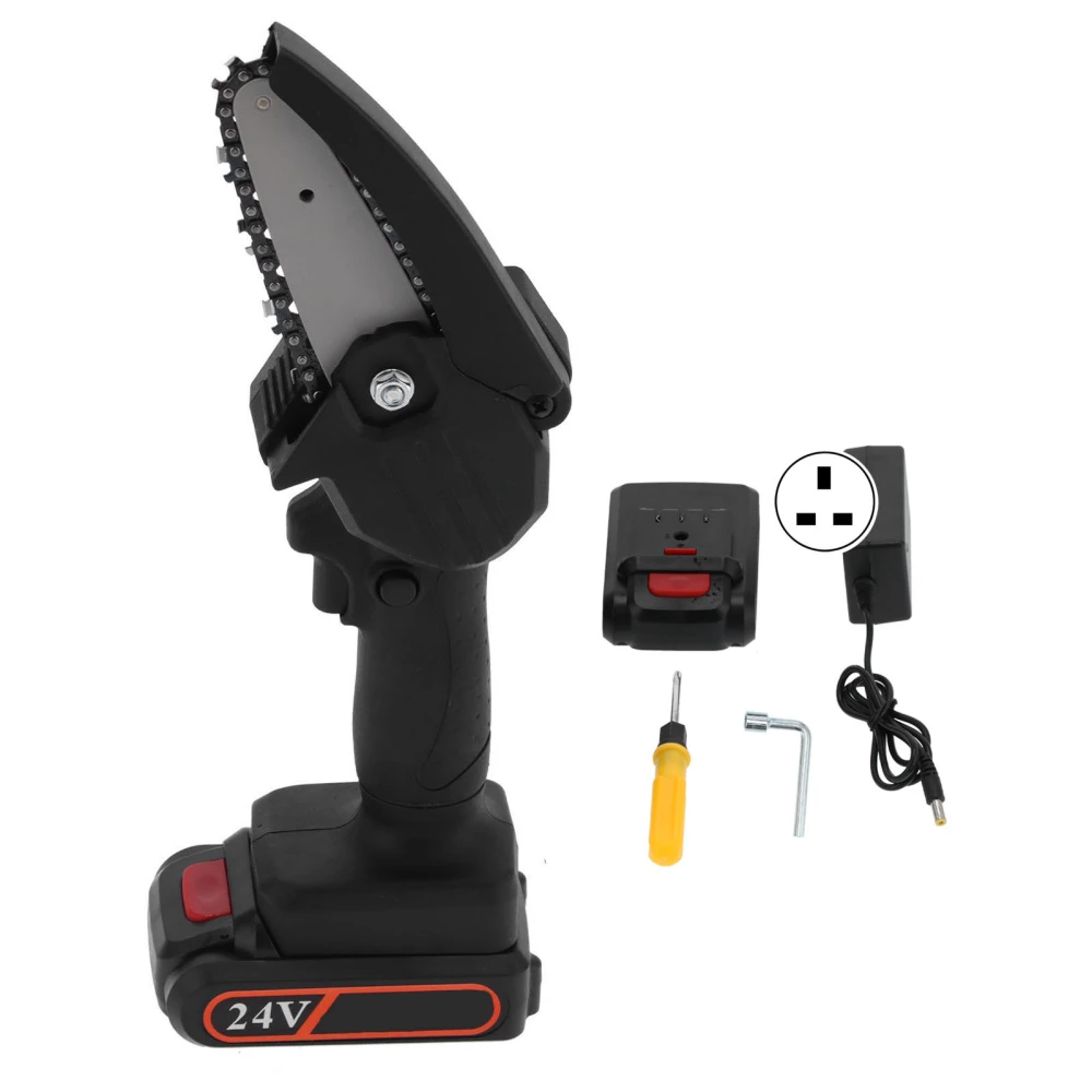 Mini Electric Chainsaw Charging Woodworking Garden Trimming Tools FYD‑003 Black AC110‑240VUK Plug