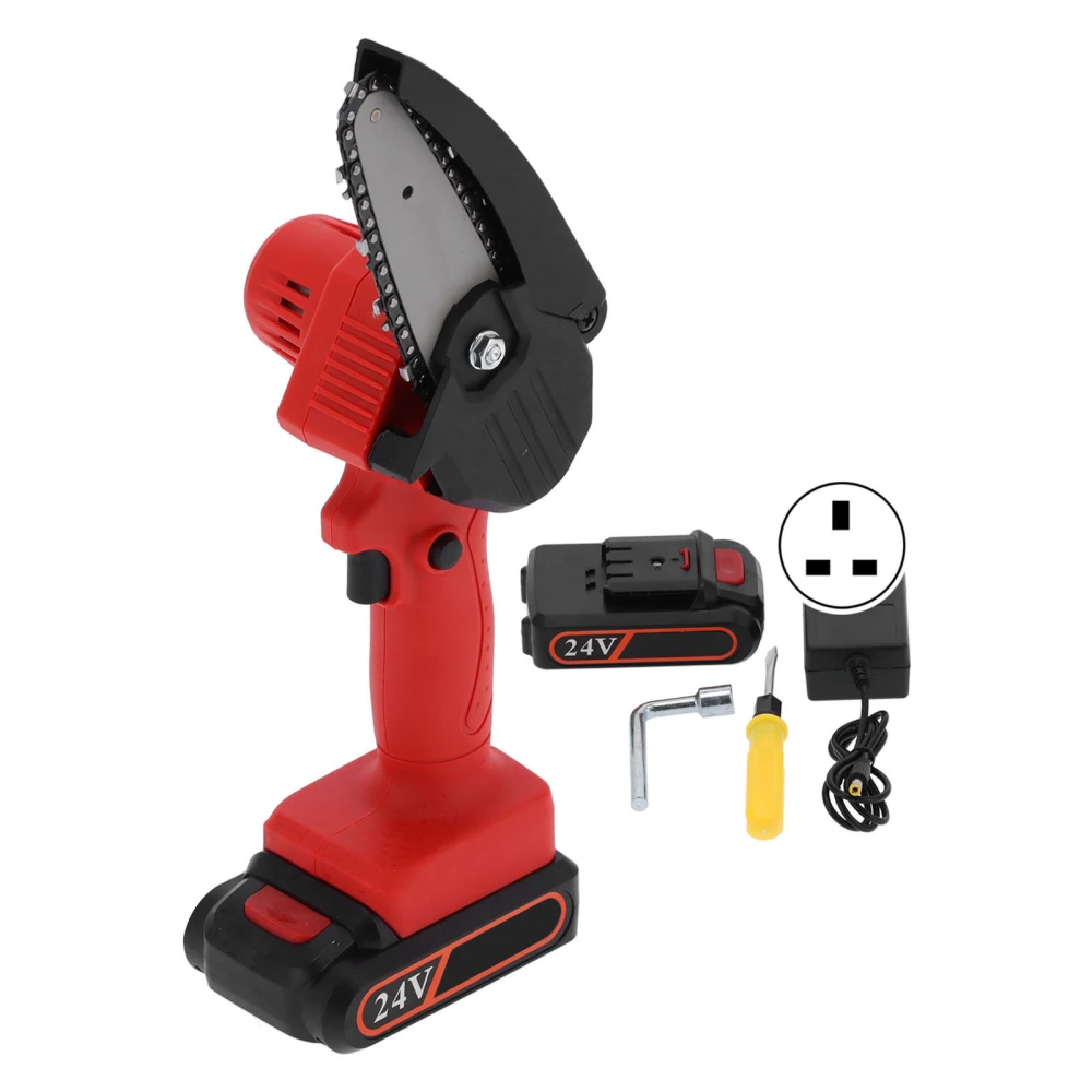 Mini Electric Chainsaw Charging Mode Woodworking Garden Trimming Tools FYD‑003 Red AC110‑240VUK Plug