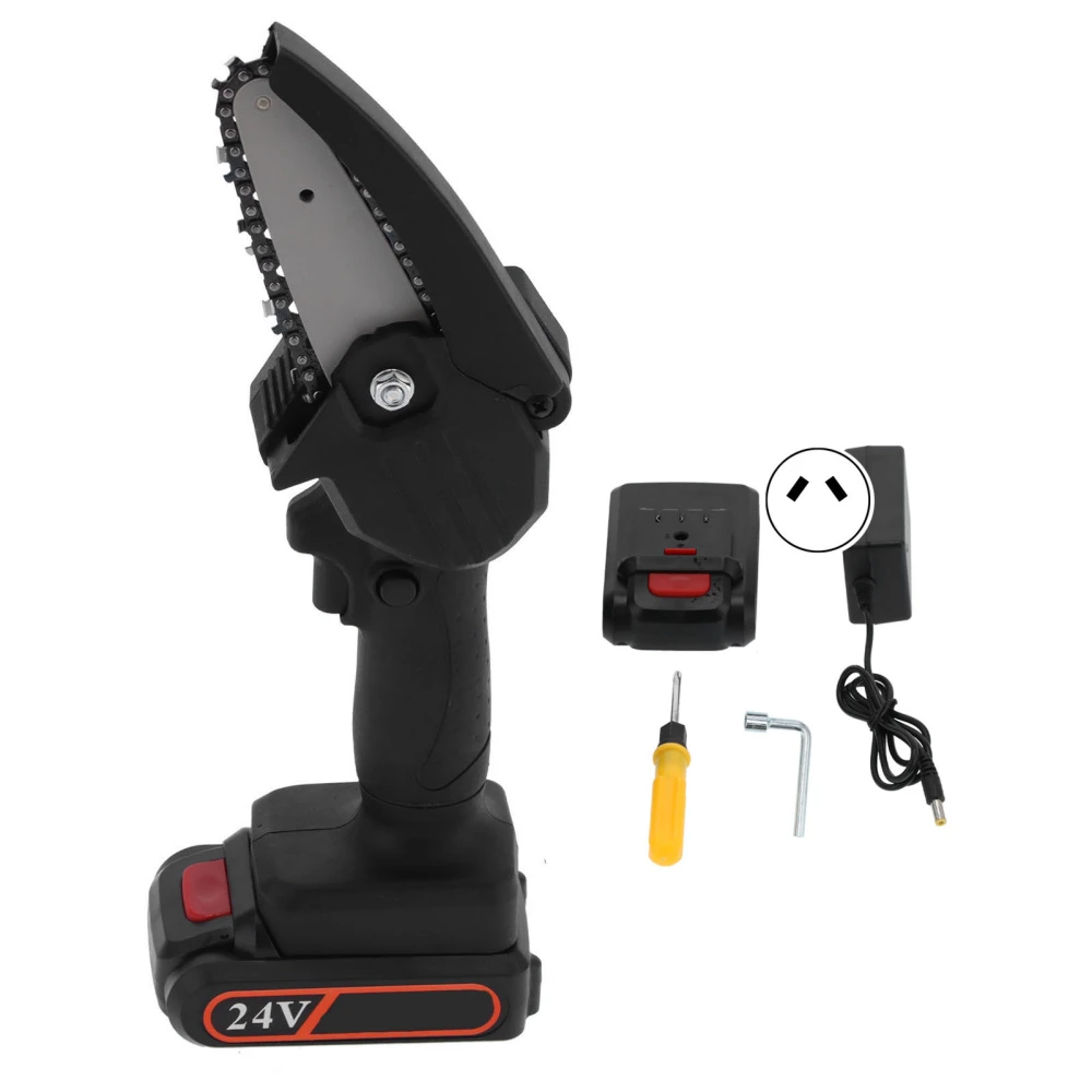 Mini Electric Chainsaw Charging Woodworking Garden Trimming Tools FYD‑003 Black AC110‑240VAU Plug