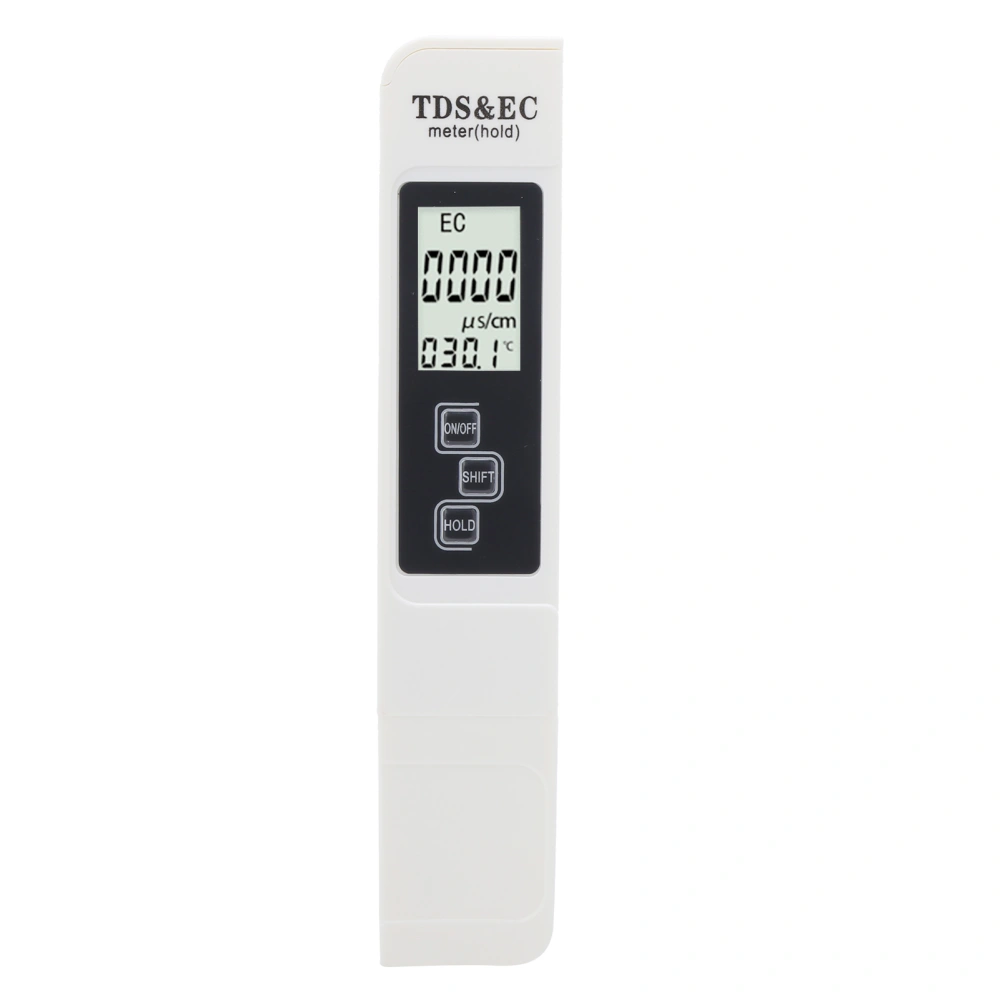 3‑In‑1 Water Quality Tester Portable TDS EC Temperature Meter with HD LED DisplayWhite