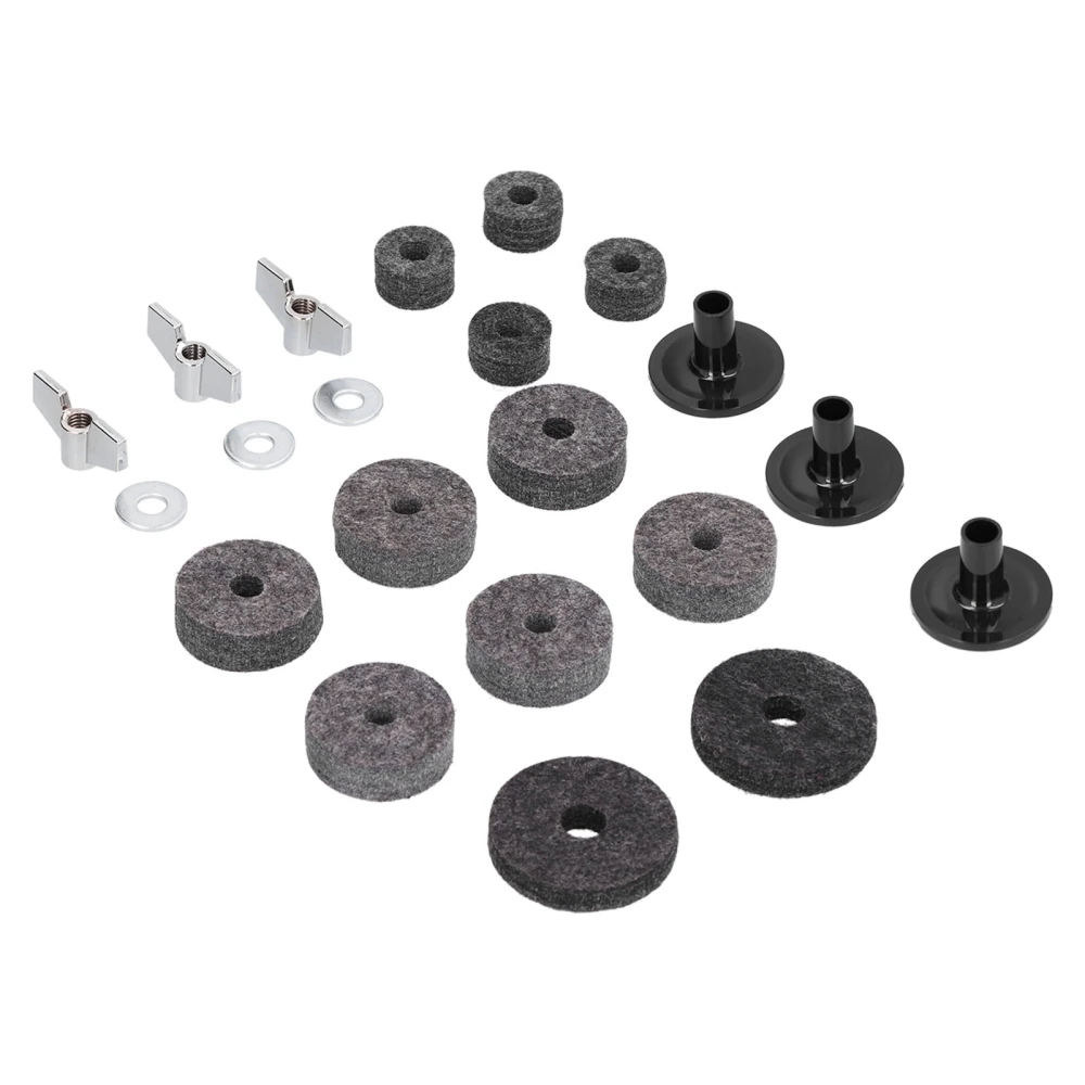 21Pcs Cymbal Felt Clutch Bracket Tube Drum Accessory with Stainless Steel Wing Nut