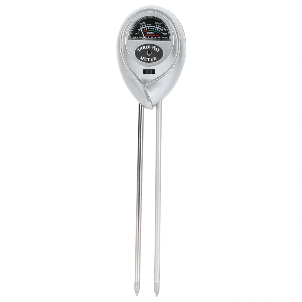 Soil Tester 3‑in‑1 Moisture/PH/Environmental Light Silver Detector for Horticultural Planting