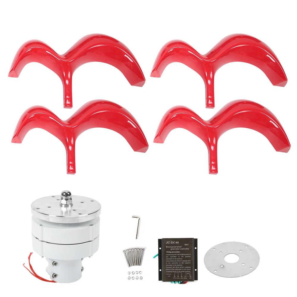 Wind Power Generator Vertical Axes Gourd Type 4‑Blade Hoop Mounting Power Device DT‑HL‑600W48V