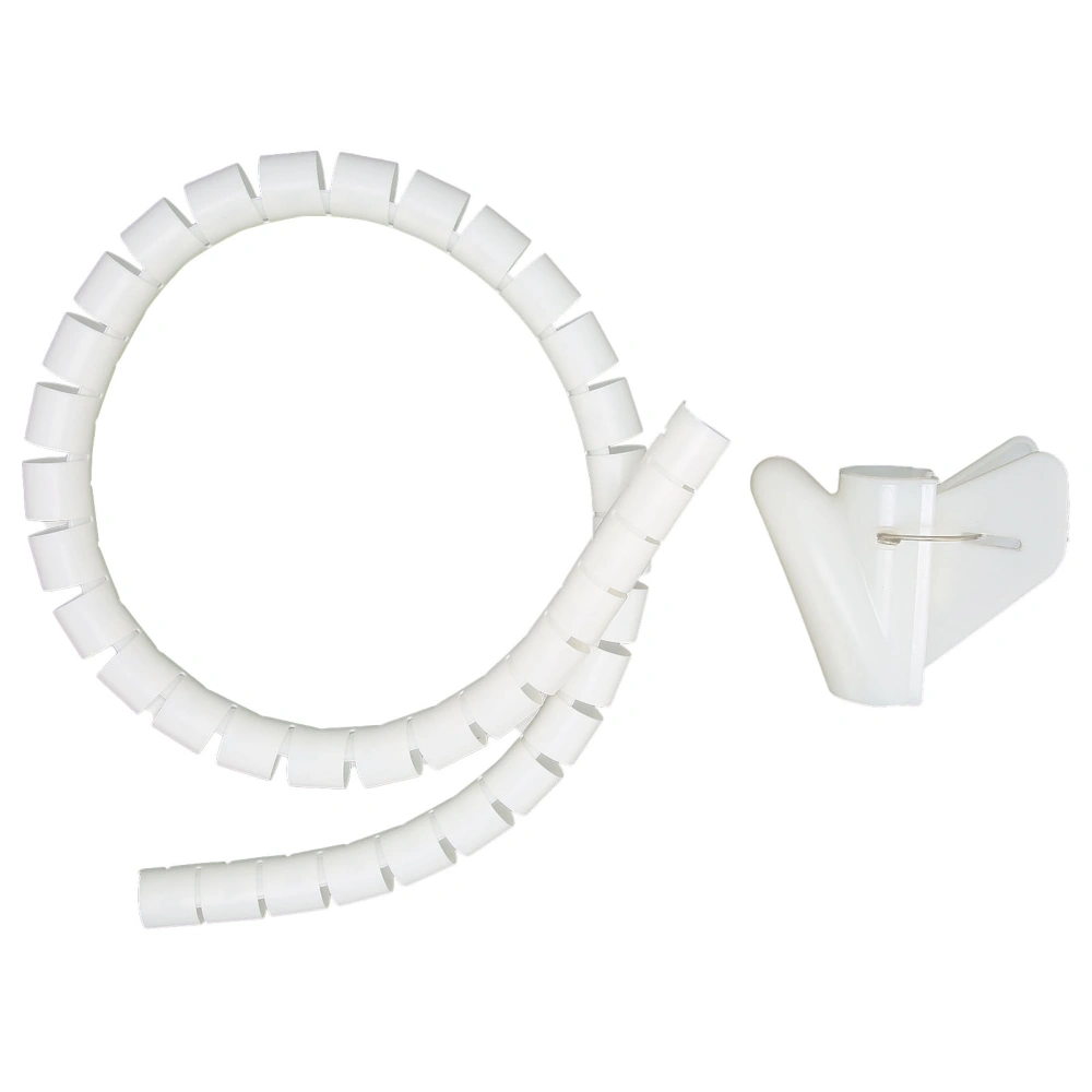 Cable Sleeve Organizer Coiled Wire Management Winding Tube Open Type with Clip 10meter WhiteDia32mm