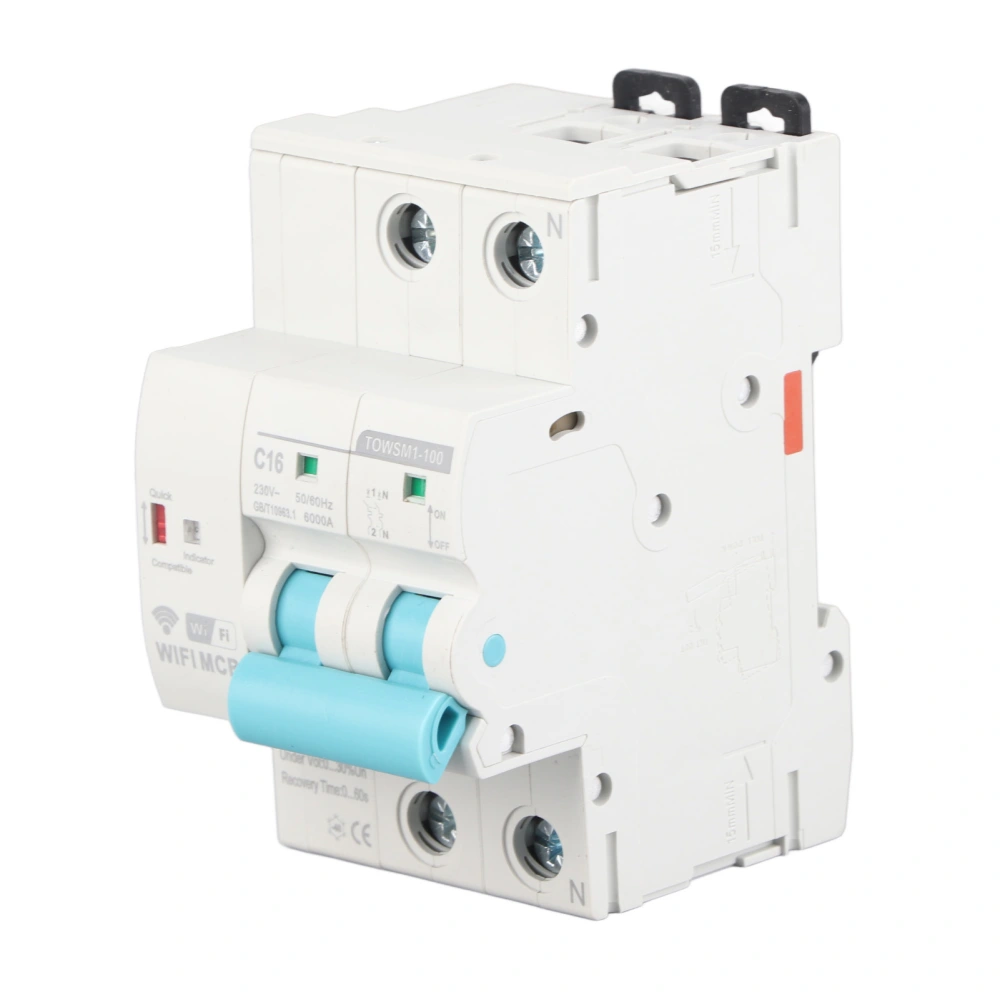 WiFi Circuit Breaker Intelligent 2P Din Rail Mount AC for Household Factory TOWSM1‑100