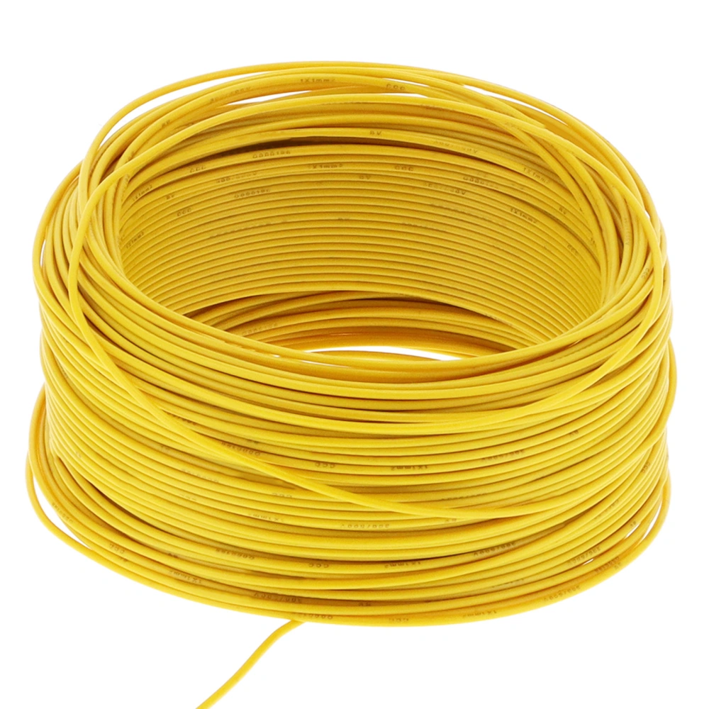 BV‑1x1 100m / 328.1ft Insulated Wire 7 Core Red Copper Electrical Flexible Wire Cable AC300V Yellow