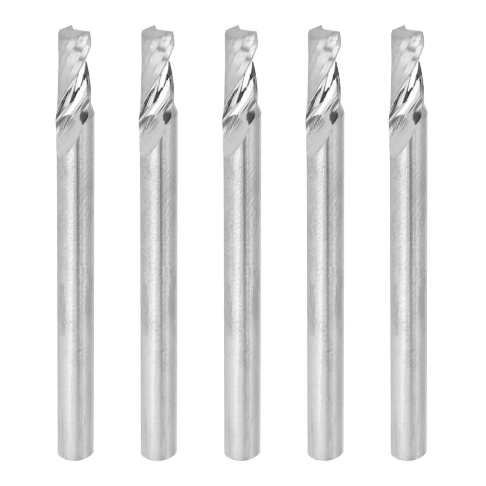 5pcs Tungsten Steel Spiral Router Bit Wood Carving Milling Cutter Accessory 3.175 X 6mm