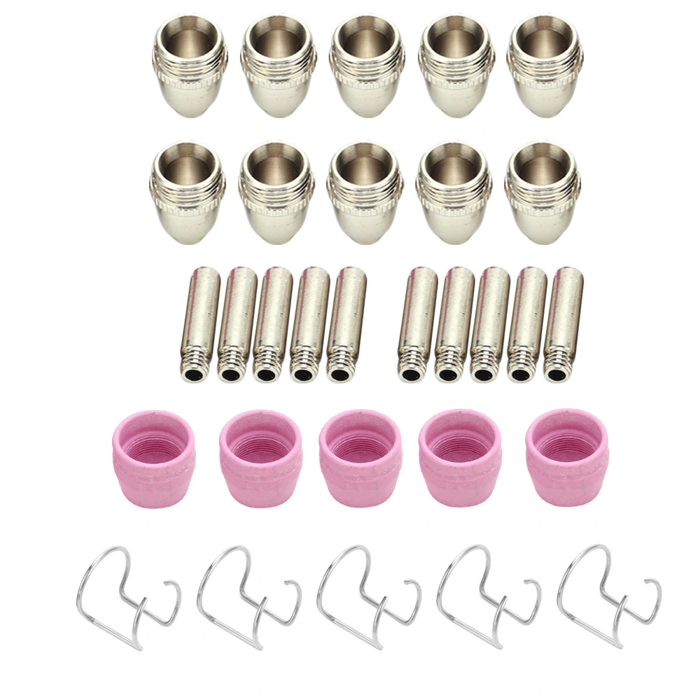 Plasma Cutting Torch Consumables Kit Electrode Contact Tip Ceramics Nozzle SG‑55 AG‑60 WSD‑60P30pcs