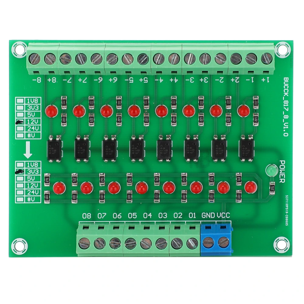 Voltage Converter Board Module Resin 8‑Channel Photoelectric Isolation PLC Signal Level