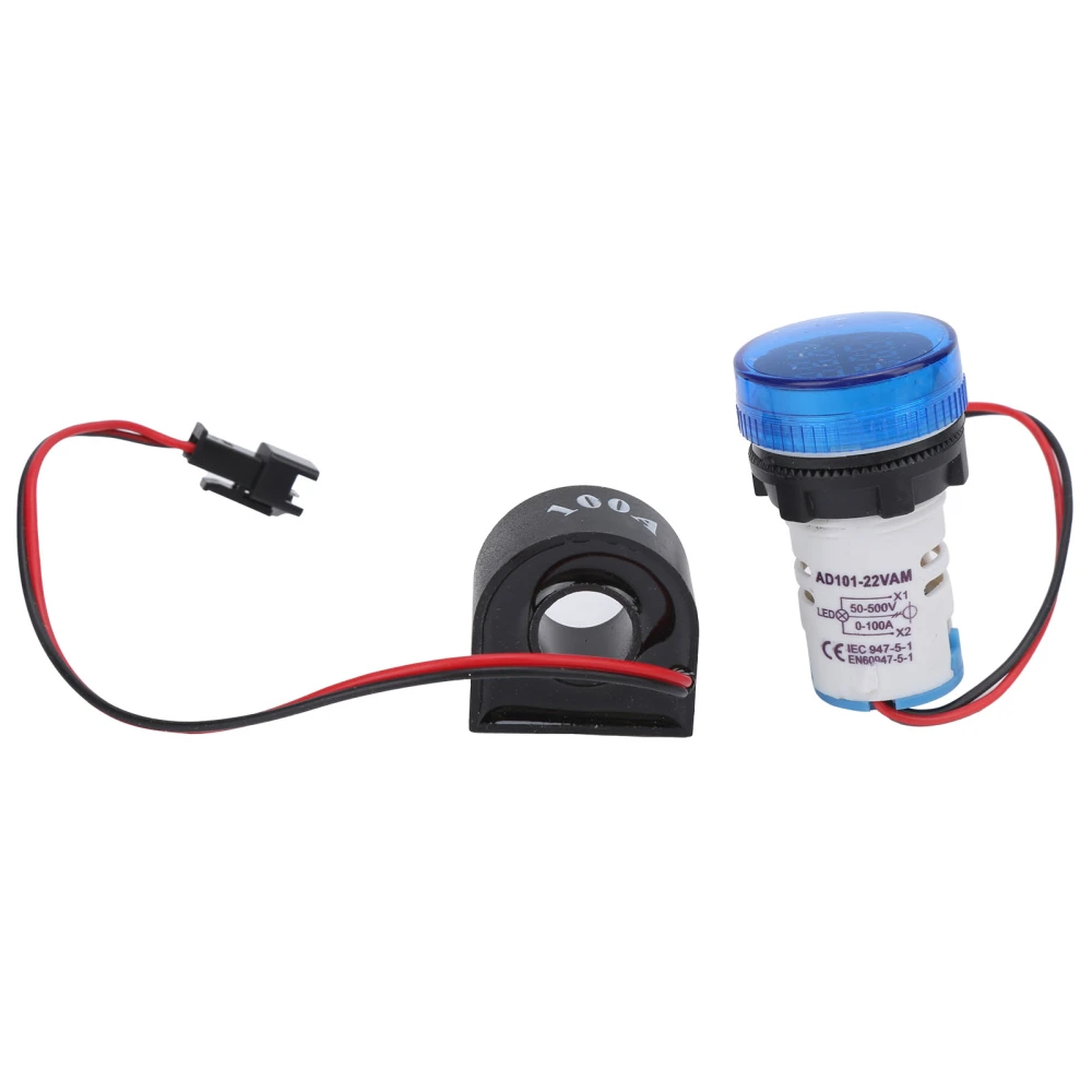 AD101‑22VAM Indicator Light Voltage Current Dual Display Indicator AC50‑500V 0‑100ABlue