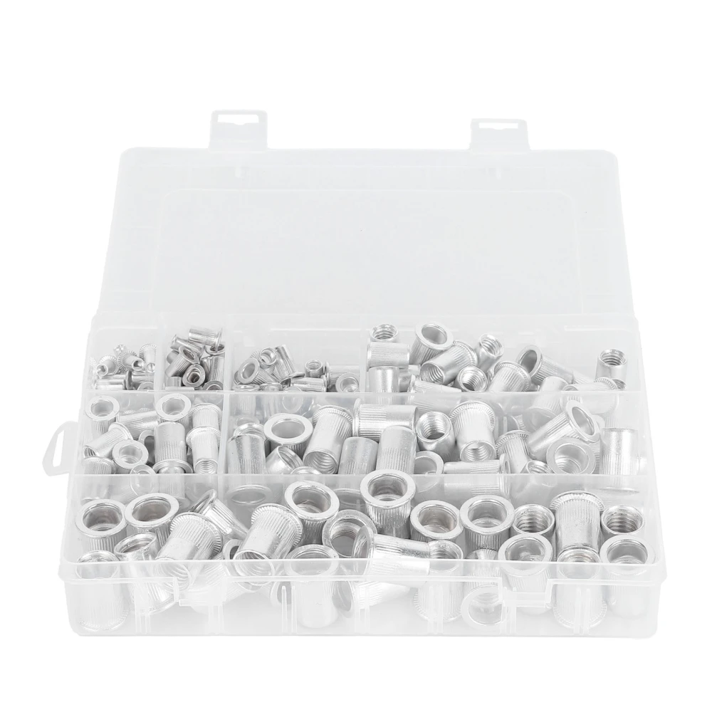 175Pcs Rivet Nuts Aluminum Alloy Galvanized Flat Head Threaded Inserts Hardware Tools