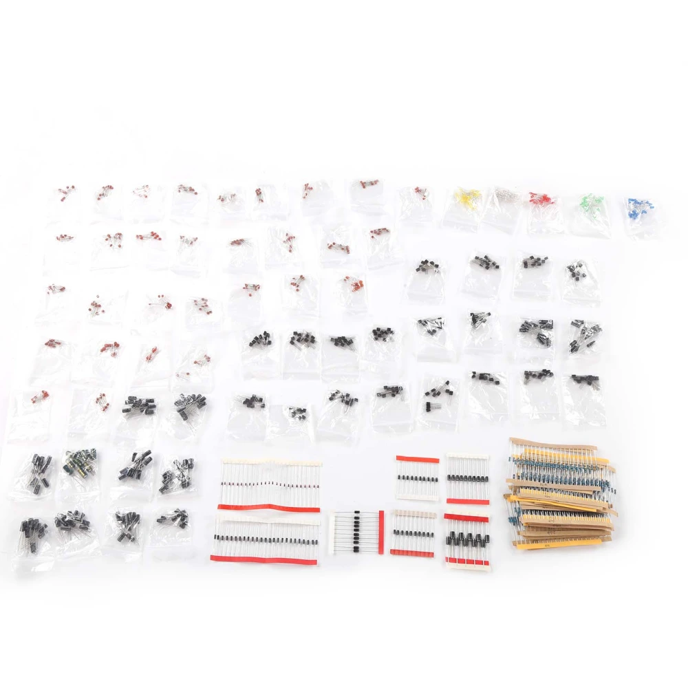 Aoqdqdqd Super Electronic Component Kit 6 Values Set Metal Film Ceramic Capacitor Diode LED