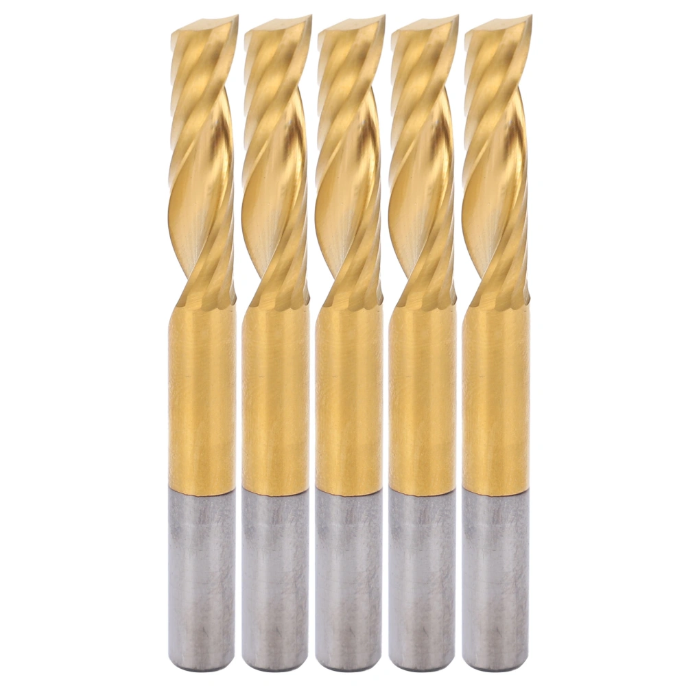 5Pcs End Mill TiPlated 1Flute CNC Spiral Router Bit HighSpeed Steel Milling Cutter 6x25x60mm