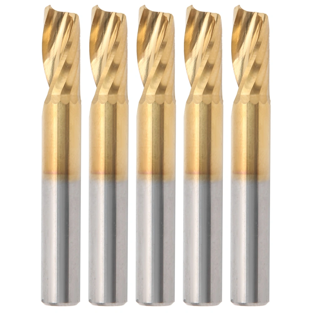 5Pcs End Mill TiPlated 1Flute CNC Spiral Router Bit HighSpeed Steel Milling Cutter 6x12x50mm