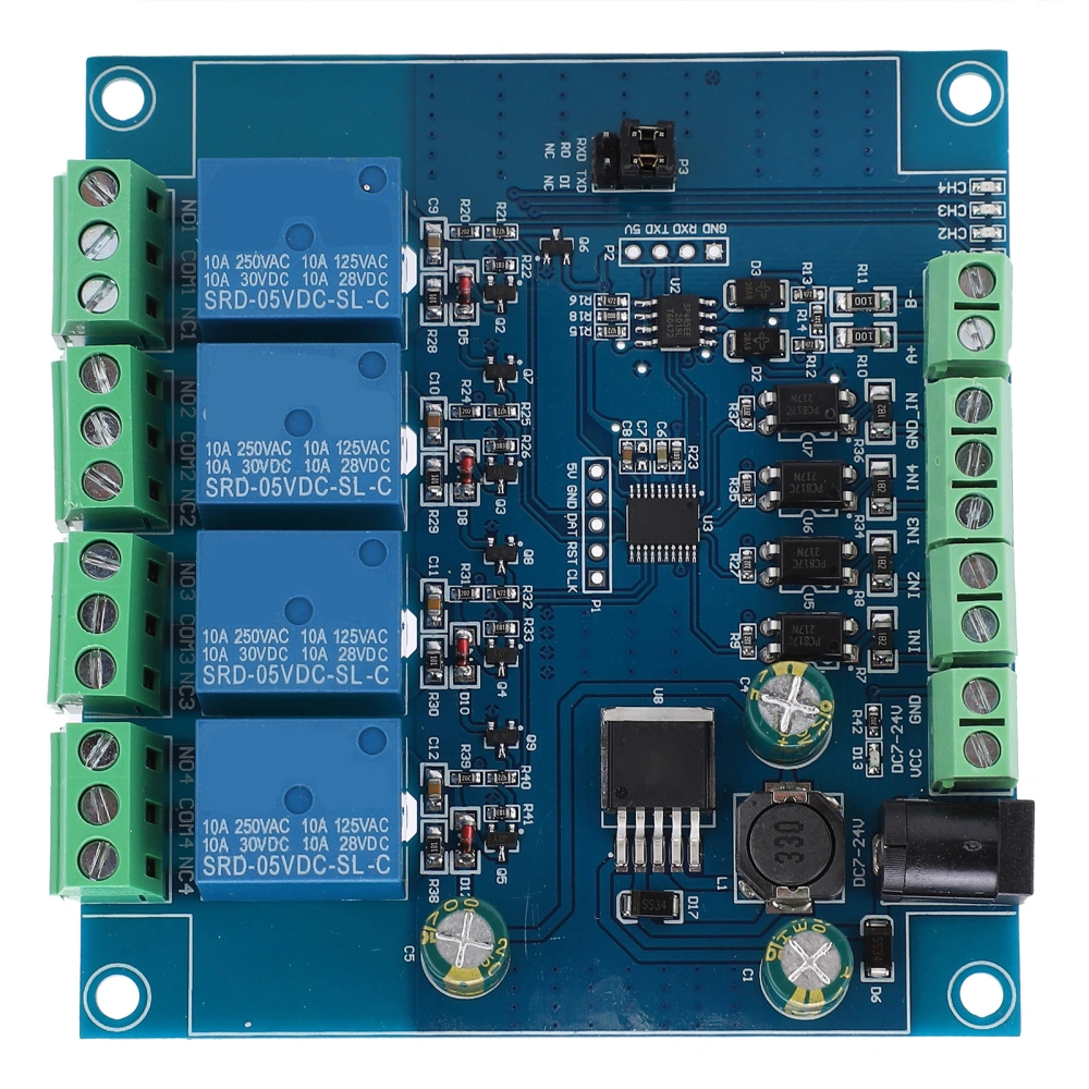 Relay Module 4 Channel Switch Input and Output Circuit Control Board Component DC 7-24V