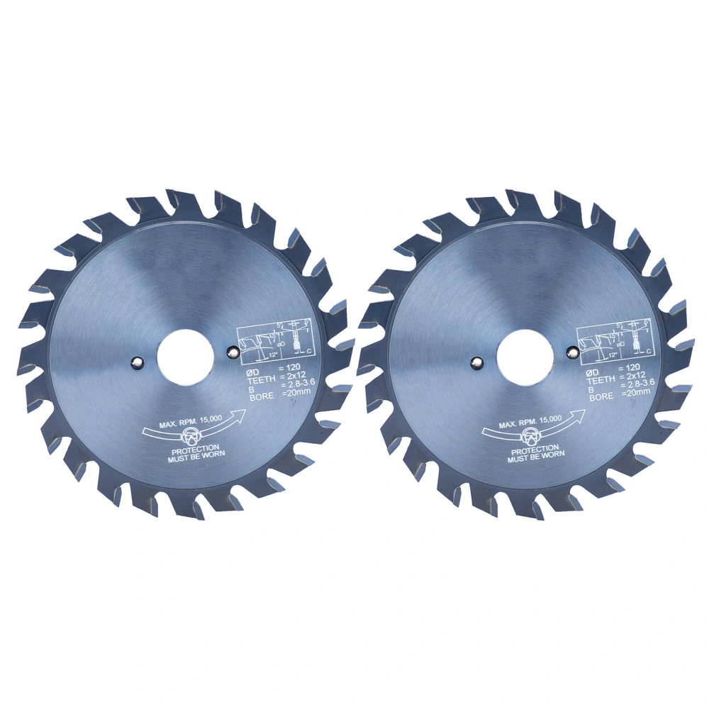 2Pcs Cemented Carbide Saw Blades 120x2024W 2x12T Woodworking Cutting Tool for BenchSaw